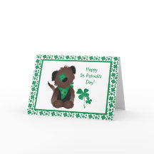 Happy St Patricks Day Dog Vier Leaf Clover Green