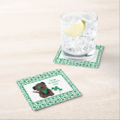 Happy St Patricks Day Dog Vier Leaf Clover Green Kartonnen Onderzetters (Insitu)