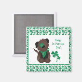 Happy St Patricks Day Dog Vier Leaf Clover Green Magneet (Voorkant / Achterkant)