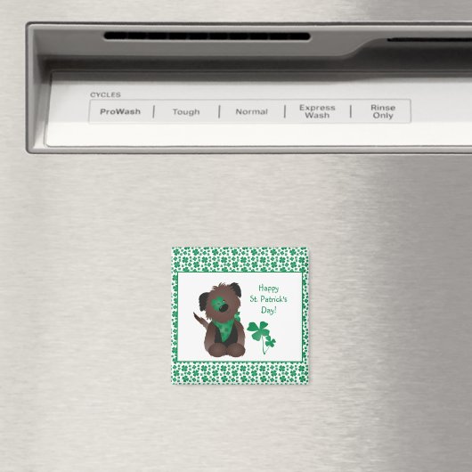 Happy St Patricks Day Dog Vier Leaf Clover Green Magneet (Insitu (Vaatwasser))