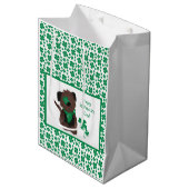 Happy St Patricks Day Dog Vier Leaf Clover Green Medium Cadeauzakje (Voorkant Gekanteld)