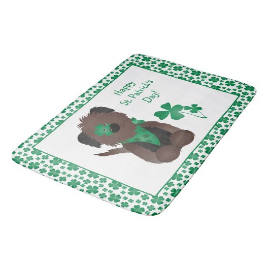 Happy St Patricks Day Dog Vier Leaf Clover Green P Badmat (Gekanteld)