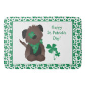 Happy St Patricks Day Dog Vier Leaf Clover Green P Badmat (Voorkant)