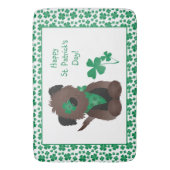Happy St Patricks Day Dog Vier Leaf Clover Green P Badmat (Voorkant Verticaal)