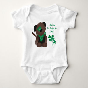 Happy St Patricks Day Dog Vier Leaf Clover Green Romper