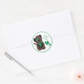 Happy St Patricks Day Dog Vier Leaf Clover Green Ronde Sticker (Envelop)