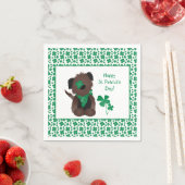 Happy St Patricks Day Dog Vier Leaf Clover Green Servet (Insitu)