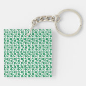 Happy St Patricks Day Dog Vier Leaf Clover Green Sleutelhanger (Achterkant)