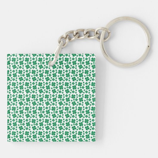 Happy St Patricks Day Dog Vier Leaf Clover Green Sleutelhanger (Achterkant)