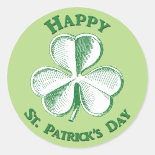 Happy St. Patrick's Day Drawn Shamrock Ronde Sticker