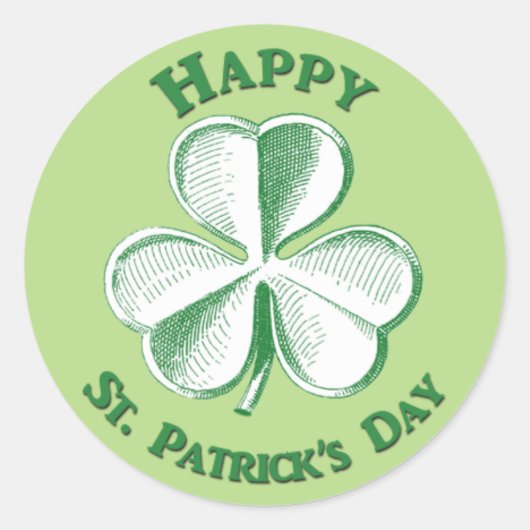 Happy St. Patrick's Day Drawn Shamrock Ronde Sticker (Voorkant)