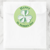 Happy St. Patrick's Day Drawn Shamrock Ronde Sticker (Tas)