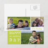 Happy St Patrick's Day Drie foto's Groen Wit Briefkaart (Voorkant / Achterkant)