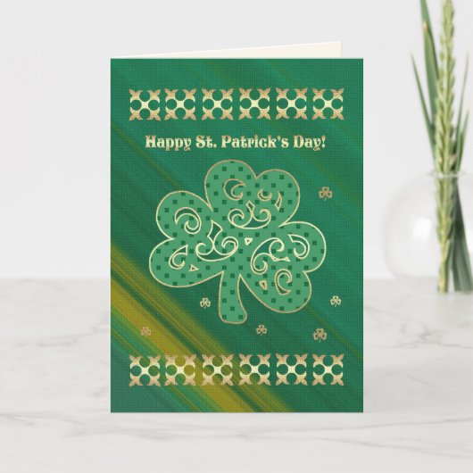 Happy St. Patrick's Day Elegant Gold Shamrock Kaart (Voorkant)