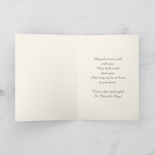 Happy St. Patrick's Day Elegant Gold Shamrock Kaart (Binnen)