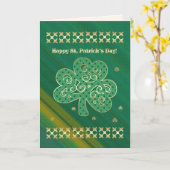 Happy St. Patrick's Day Elegant Gold Shamrock Kaart (Gele Bloem)