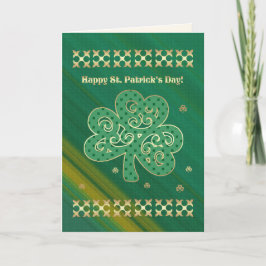 Happy St. Patrick's Day Elegant Gold Shamrock Kaart