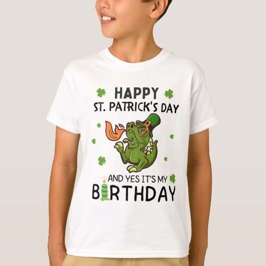 Happy St Patricks Day en mijn geboorte T-Rex T-shirt (Voorkant)