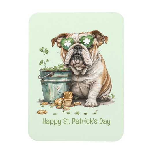 Happy St. Patrick's Day Engelse Bulldog Magneet (Verticaal)
