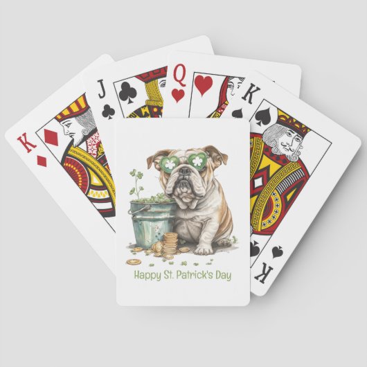 Happy St. Patrick's Day Engelse Bulldog Pokerkaarten (Achterkant)