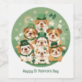 Happy St. Patrick's Day Engelse Bulldogs Wijn Etiket (Enkel label)