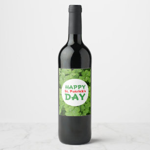 Happy St. Patrick's Day-etiket op wijnfles Wijn Etiket