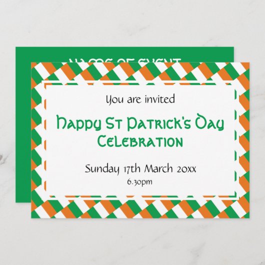 HAPPY ST PATRICK's DAY Event Viering Kaart (Voorkant / Achterkant)