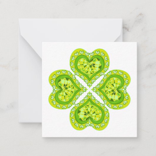 Happy St Patricks Day Fabric font 4 Heart Diamonds Notitiekaartje (Voorkant)
