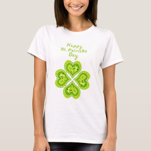 Happy St Patricks Day Fabric font 4 Heart Diamonds T-shirt (Voorkant)