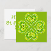 Happy St. Patrick's Day Fabric Font 4 Heart Leaves Feestdagenkaart (Voorkant / Achterkant)