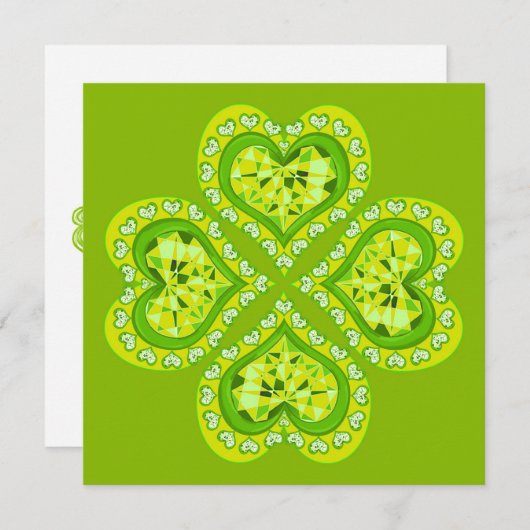Happy St. Patrick's Day Fabric Font 4 Heart Leaves Feestdagenkaart (Voorkant / Achterkant)