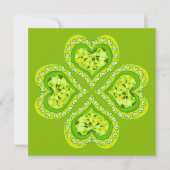 Happy St. Patrick's Day Fabric Font 4 Heart Leaves Feestdagenkaart (Voorkant)