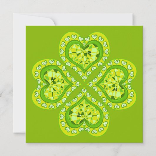 Happy St. Patrick's Day Fabric Font 4 Heart Leaves Feestdagenkaart (Voorkant)