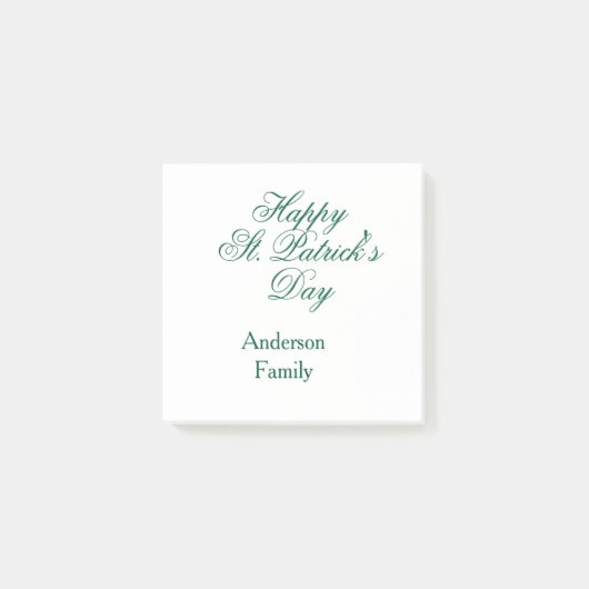 Happy St. Patrick's day family name green sminimal Post-it® Notes (Voorkant)