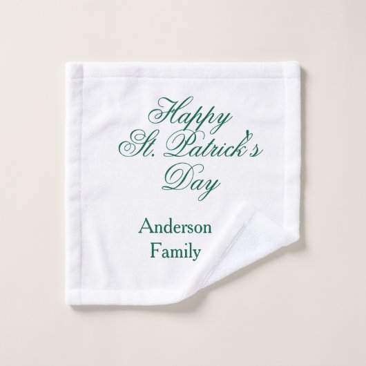 Happy St. Patrick's day family name green sminimal Washandje (Wasdoekje)
