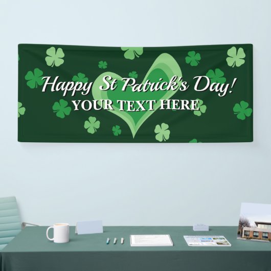 Happy St. Patrick's Day feestbanner met klavers Spandoek (Beurs)