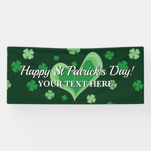 Happy St. Patrick's Day feestbanner met klavers Spandoek (Horizontaal)
