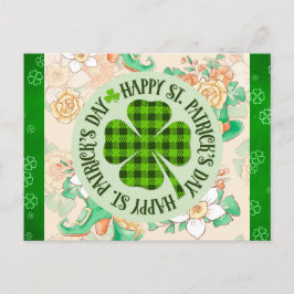 Happy St Patricks Day Floral Green Shamrock Briefkaart