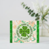 Happy St Patricks Day Floral Green Shamrock Briefkaart (Staand voorkant)