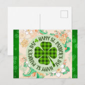 Happy St Patricks Day Floral Green Shamrock Briefkaart (Voorkant / Achterkant)