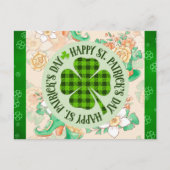 Happy St Patricks Day Floral Green Shamrock Briefkaart (Voorkant)