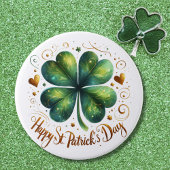 Happy St Patrick's Day Four Leaf Clover Ronde Button 7,6 Cm