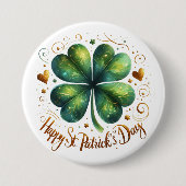 Happy St Patrick's Day Four Leaf Clover Ronde Button 7,6 Cm (Voorkant)