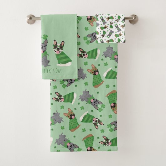 Happy St Patricks Day Franse bulldogs Bad Handdoek (Insitu)