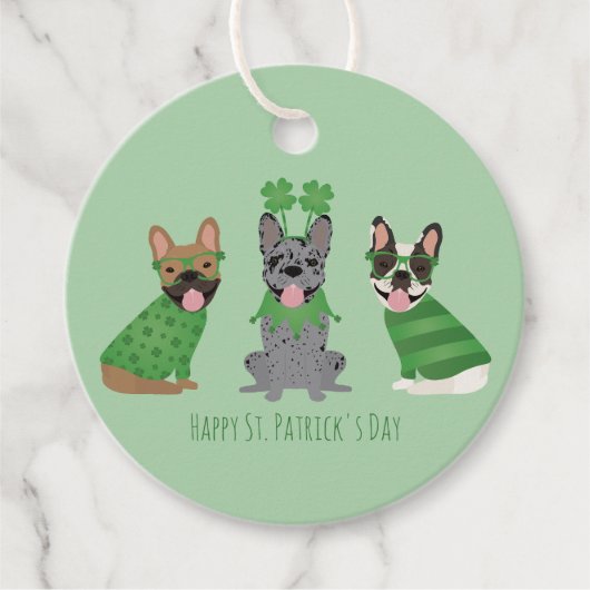 Happy St Patricks Day Franse bulldogs Bedankjes Labels (Voorkant)
