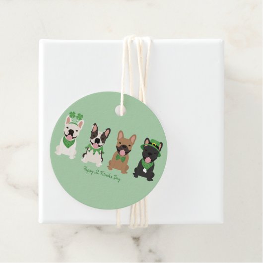 Happy St Patricks Day Franse bulldogs Bedankjes Labels (In situ)