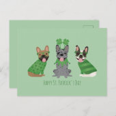 Happy St Patricks Day Franse bulldogs Briefkaart (Voorkant / Achterkant)