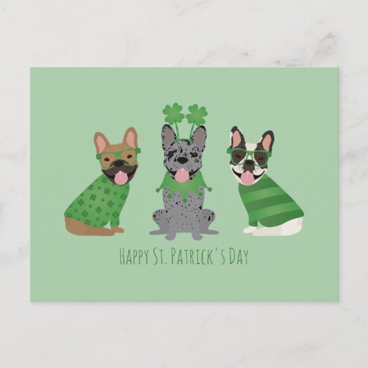 Happy St Patricks Day Franse bulldogs Briefkaart (Voorkant)