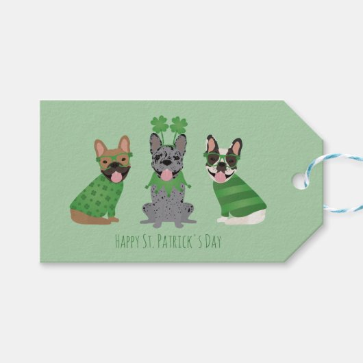 Happy St Patricks Day Franse bulldogs Cadeaulabel (Voorkant (Horizontaal))