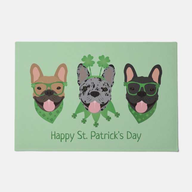 Happy St Patricks Day Franse bulldogs Deurmat (Voorkant)